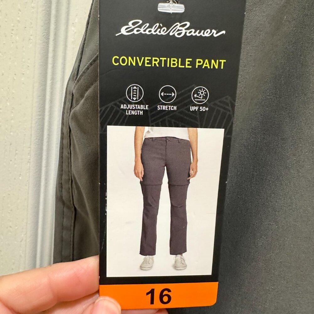 Eddie Bauer Women's Convertible Pant Size 16 Gray Adjustable Length UPF 50+ NEW - Picture 15 of 15